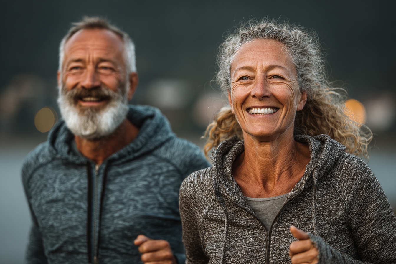 Група старших людей займається фітнесом на свіжому повітрі в парку з тренером